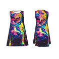thumbnail image 3 of Bixox Neon Pop Art Pitbull Print Women's Sleeveless A-Line Dress with Pockets, Casual Knee-Length Tank Dress for Summer-X-Large, 3 of 7