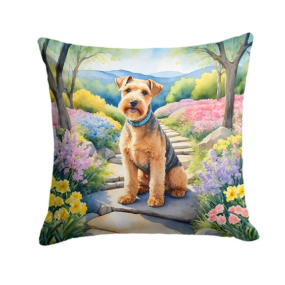 Lakeland Terrier Spring Path Throw Pillow 18 in x 18 in