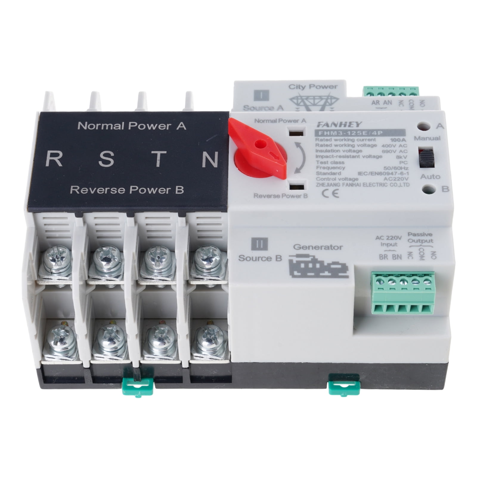 4P Automatic Transfer Electrical Selectors Switches Din Rails Mount Double Power Switches Generator Changeover Switches