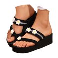 thumbnail image 1 of IUJSOY Platform Flip Flops for Women Strappy Flower Rhinestone Comfortable Arch Support Wedge Sandal, 1 of 9