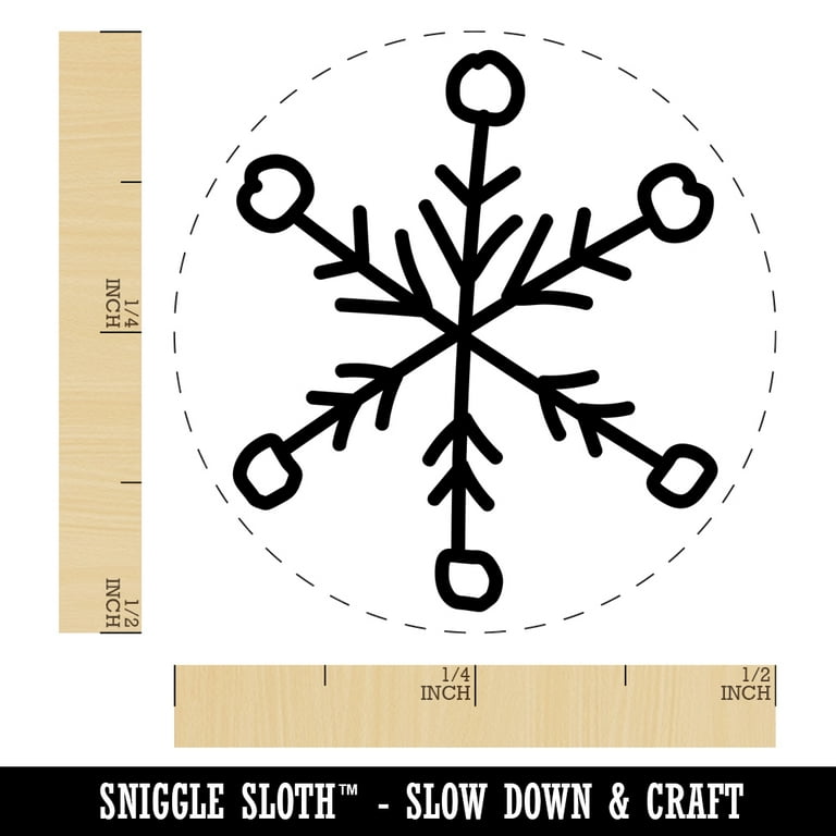 Snowflake Rubber Stamp - Blue Graphic, Colored Text Options