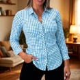 thumbnail image 6 of GUACER Womens Long Sleeve Blouses Gingham Collared Button Down Shirts Loose Casual Fall Tops, 6 of 7