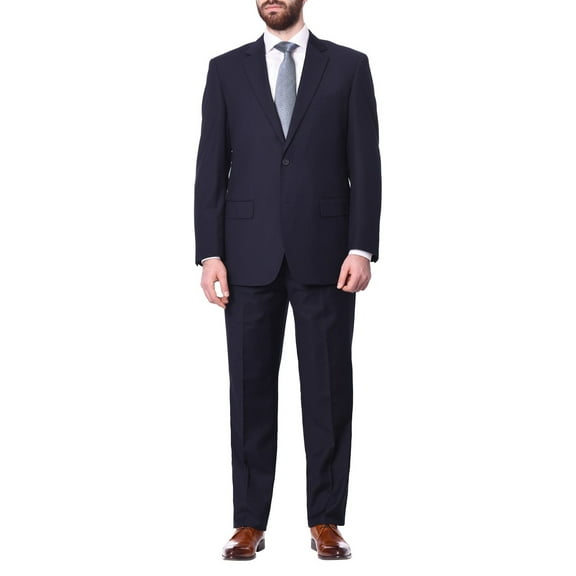 Raphael Classic Fit Solid Navy Blue Two Button Wool-touch Suit