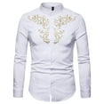 thumbnail image 1 of Camisas de Vestir de Cuello de Banda de Manga Larga Con Bordado Floral Casual Para Hombres Odeerbi ODB-6, 1 of 4