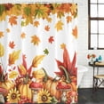 thumbnail image 2 of Maple Leaf Shower Curtain, Waterproof Shower Curtains for Bathroom, Thanksgiving Sunflower Pumpkin Mushroom Washable Fabric Bathtub Curtain Set Bath Decor with 12 Hooks Extra Long 72"x96", 2 of 8