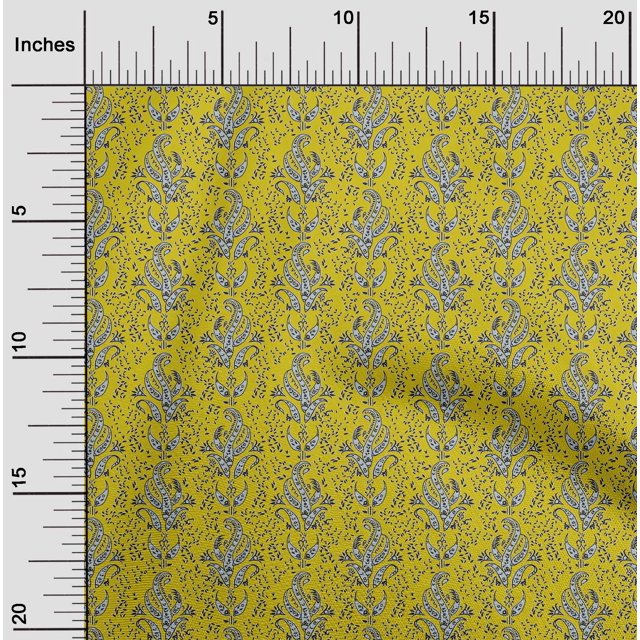 oneOone Tissu Popeline de Coton Imprimé Feuilles Bloc 42 Pouces de Large
