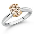 thumbnail image 2 of Gem Stone King 925 Sterling Silver and 10K Yellow Gold Peach Morganite Solitaire Engagement Ring for Women (1.00 Cttw, Oval 8X6MM, Gemstone October Birthstone, Available in Size 5, 6, 7, 8, 9), 2 of 4