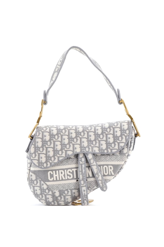 Pre-Owned Saddle Handbag Logo Embroidered Oblique Canvas Medium By Rebag