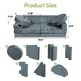 thumbnail image 4 of Grey Modular Kids Sofa Fort, 14Pcs High-Density Foam Cushions for Creative Play, Washable Cover, Toddler-Safe Building Furniture (Lightweight), 4 of 19