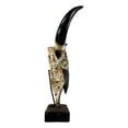 thumbnail image 3 of Large Rustic Western Bull Cow Skull With Turquoise Red Rocks Desktop Figurine, 3 of 5