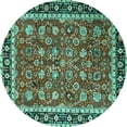 thumbnail image 1 of Ahgly Company Machine Washable Indoor Round Persian Turquoise Blue Traditional Area Rugs, 8' Round, 1 of 4