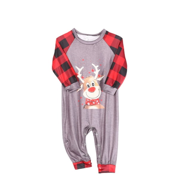 ITFABS Costume de Noël Famille Parent-Enfant Ensemble Imprimé Cerf Col Rond