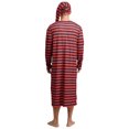 thumbnail image 4 of Hansber Men's Pajama Set 2Pcs Long Sleeve Striped Nightshirt with Sleeping Cap Nightwear Red Black L, 4 of 5
