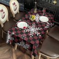 thumbnail image 2 of Red and Black Checkered Christmas Snowflake Rectangle Tablecloth 60"x120",Waterproof Polyester Rectangle Table Cloth, Wipeable Spillproof Polyester Tablecloth for Dining, Camping, Indoor and Outdoor, 2 of 6