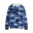 thumbnail image 3 of POLERO Boys Sweatshirt Blue Sharks Print Hoodie Cozy Soft Winter Jacket Coat with Pocket Zip Up Hoodie for Boys, Size M, 3 of 7