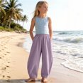 thumbnail image 7 of OGLCCG Girls Wide Leg Pants Elastic Waist Summer Beach Pants Kids Lightweight Cotton Boho Lounge Trousers with Pockets 1-15 Years, 7 of 7