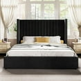 thumbnail image 3 of Merluxy Lift up King Bed Frame and Headboard Upholstered Wingback Bed,Black, 3 of 7