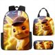 thumbnail image 5 of Juego de 3 mochilas bonitas de Pokémon Pikachu para niños, estuche para lápices, bolsa para el almuerzo, arnés con cojín de aire, impermeable, protección para la columna vertebral, mochila escolar, 5 of 5