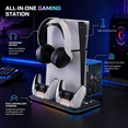 thumbnail image 3 of Swayvoo Multifunction Vertical Stand for PS5 Pro and PS5 Slim, Cooling Fan, Dual Controller Charging Dock, USB Hub, Console Organizer Black, 3 of 5
