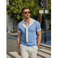 thumbnail image 3 of COOFANDY Mens Knit Polo Shirts V Neck Short Sleeve Stretch Polo T Shirt Casual Golf Shirts, 3 of 6