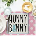 thumbnail image 4 of Happy Easter Hunny Bunny Treats Placemats Set of 4, Hippity Hoppity Rabbit Carrot Polka Dot Stripes Dining Table Place Mats, Seasonal Spring Kitchen Decor Home Holiday Decoration 12 x 18 Inch, 4 of 6