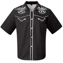 Mens Golf Shirts Western Denim 3D Printed Lapel Button Short Sleeve Floral Mens Clothing,Black,L