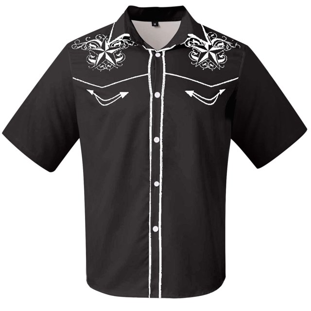 SHIXIAOO Chemise Western en Denim pour Homme à Col à Revers Imprimée 3D à Manches Courtes Chemise Décontractée à Motif Floral Chemise Ajustée à Manches Longues pour Homme T-Shirt de Compression