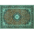 thumbnail image 1 of Ahgly Company Machine Washable Indoor Rectangle Medallion Turquoise Blue Traditional Area Rugs, 8' x 12', 1 of 4
