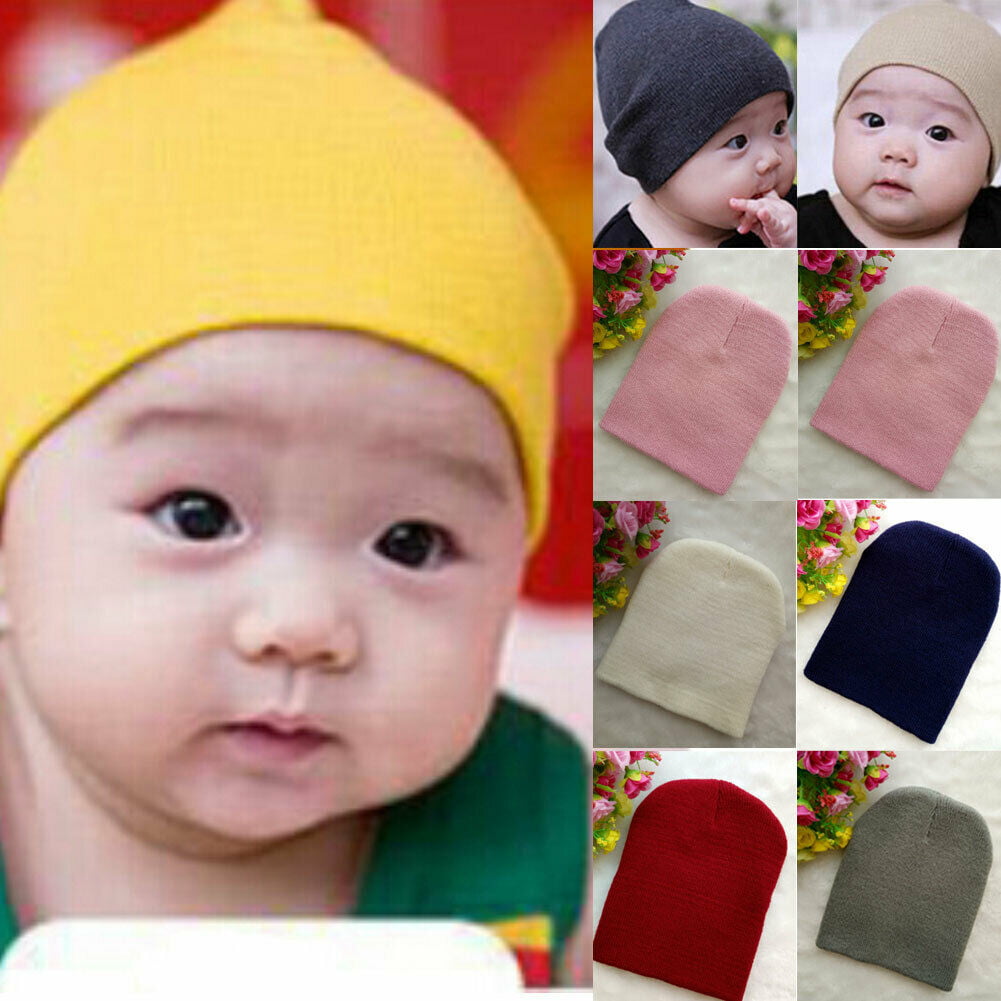 3PCS Newborn Baby Infant Boys Girls Knotted Cotton Hat Soft Beanie Warm Cap 0-6M 