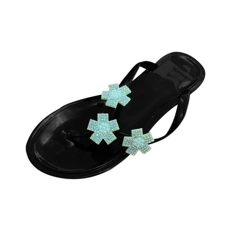 

Summer Saving Clearance! Kukoosong Flat Sandals for Women Summer Fashion Flower Flat Bottom Sandals Womens Comfortable Flip Toe Slippers Women s Sandals Black 36