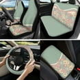 thumbnail image 2 of Jeiento Hippie Flower Car Seat Covers Set for Women Steering Wheel Cover Seat Belt Covers Auto Armrest Cover Cushion Cup Holders Keychain, 13 PCS Automobile Accessory, 2 of 8