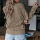 thumbnail image 5 of Gibobby Suéter de invierno para mujer Suéter de mujer, de punto acanalado, manga larga, Color sólido, ahuecado, escote en V, ajustado, ropa de otoño(Caqui,XG), 5 of 5