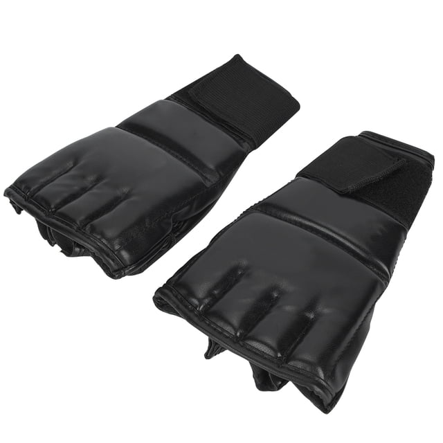Guantes de boxeo para niños Jadeshay cuero PU medio dedo Negro