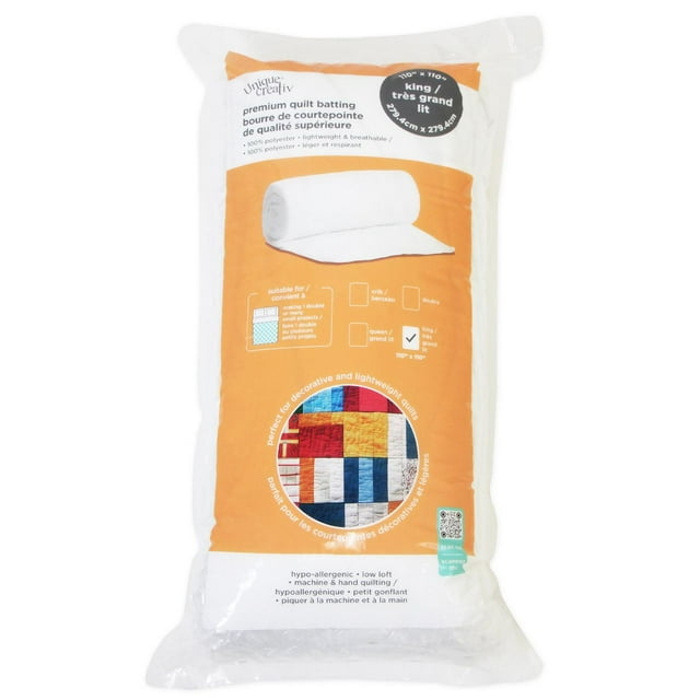 Premium Quilt Batting, King size, Use for Decorative or Lightweight Quilts