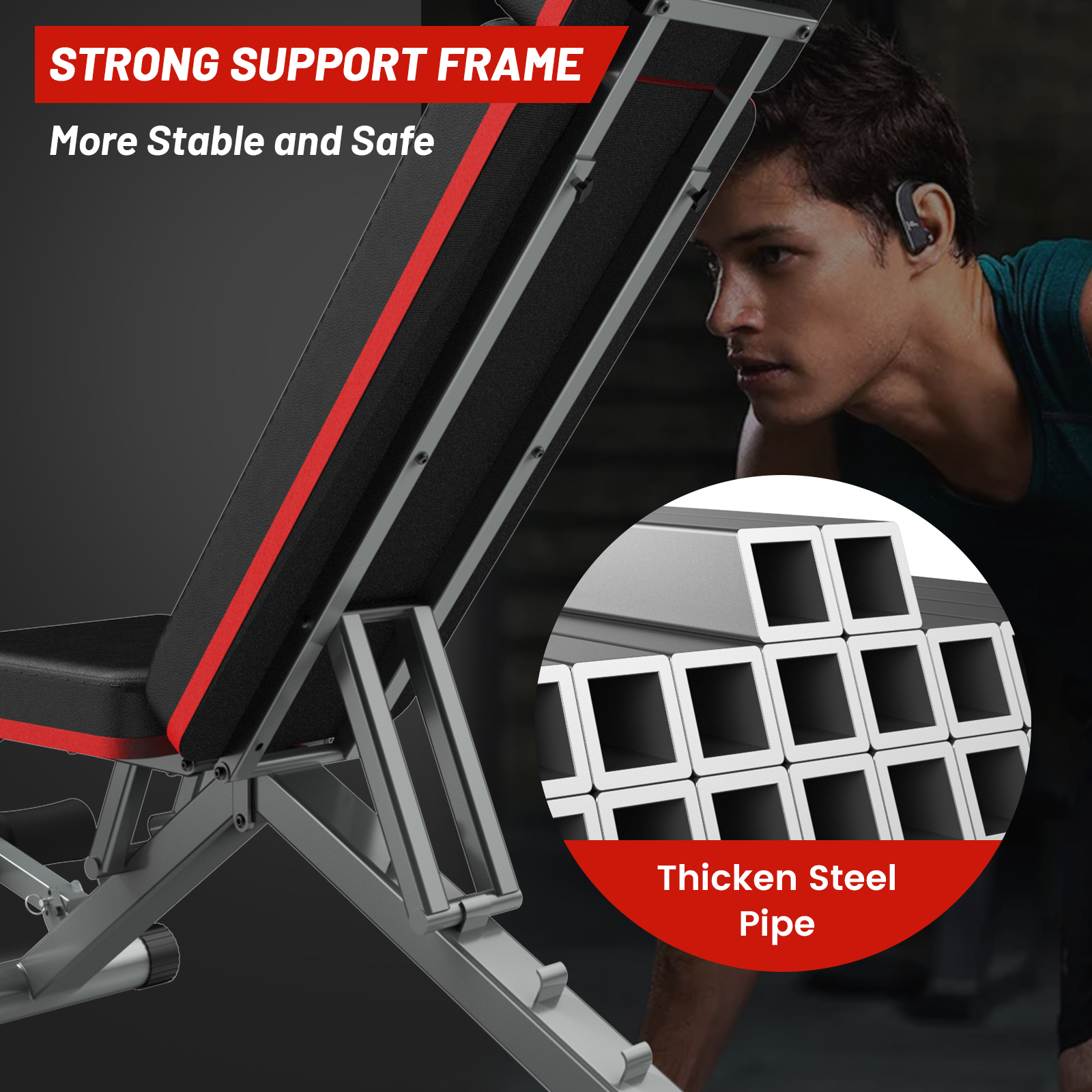 Pooboo Adjustable Foldable Weight Bench Press photo 2