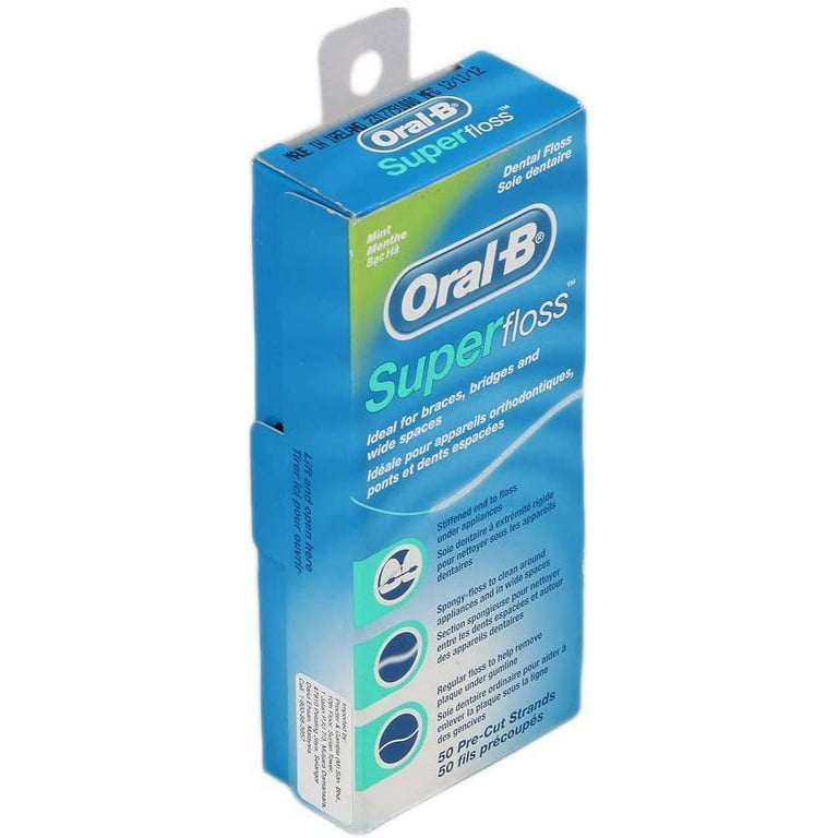 Oral-B Super Floss Pre-Cut Strands, Dental Floss for Bridges