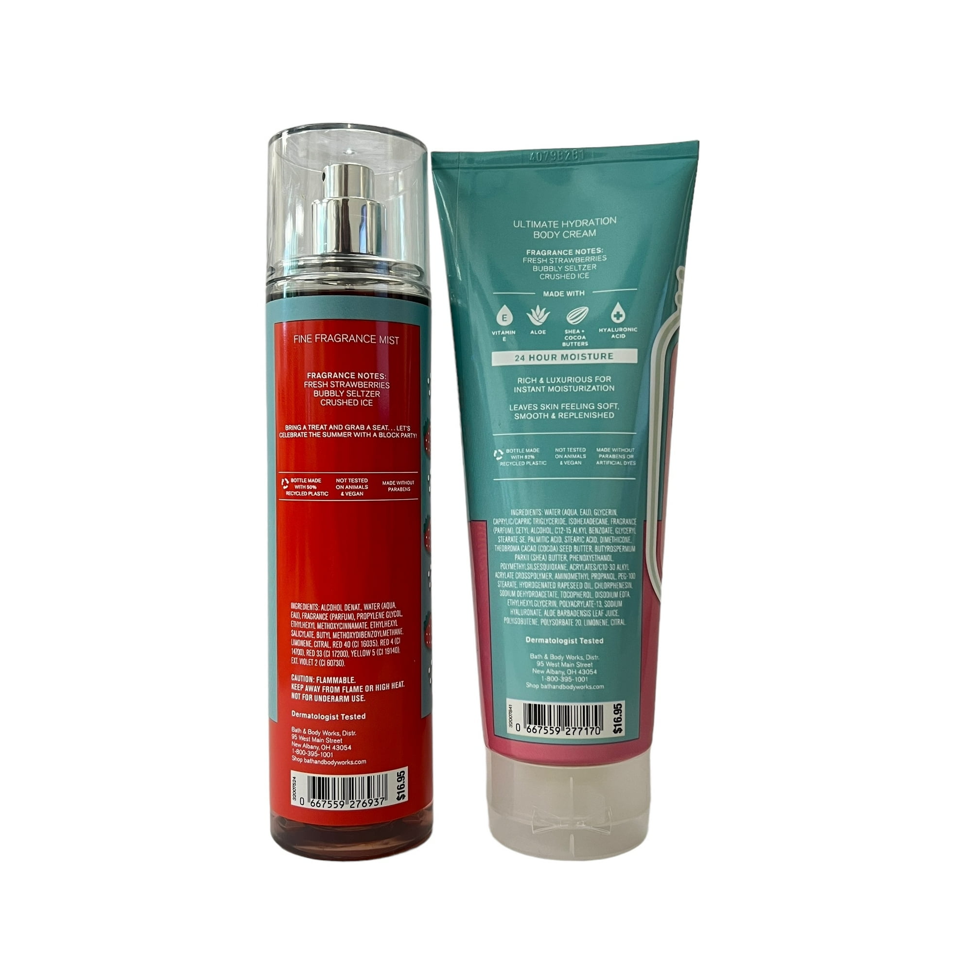 Bath & Body Works Strawberry Soda Mist & Body Cream Set