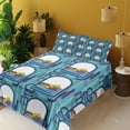 thumbnail image 2 of Ambesonne Emoji Fitted & Top Sheet Set with Sham, Swimming Sportsmen Hobby Art, Indigo Seafoam and Blue, 2 of 5