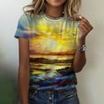 thumbnail image 2 of Dyegold Womens Summer Casual T-Shirts Round Neck Floral Printed Short Sleeve Graphic Tee Tops Loose Fitting Comfy Tunic Tops, 2 of 5