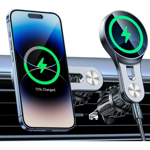 CACOCO-For 15W Magsafe Car Mount Charger【Long Arm】 Magnetic Wireless Car Charger Magsafe Charger Car Accessories Mag Safe Car Mount Holder Vent Magsafe Car Charger Mount For Iphone 16 Pro Max 15 14 1