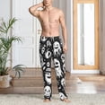 thumbnail image 2 of Balery Black White Spooky Ghosts Pantalones de pijama para hombre, pijama ultraligero, pantalón de descanso-Large, 2 of 6