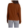 thumbnail image 3 of WEAIXIMIUNG T-Shirts Personnalisés pour Femmes Chandail en Molleton Court Col Rond Manches Longues Hauts d'Automne Tendance Décontracté Ourlet Irrégulier, 3 of 5