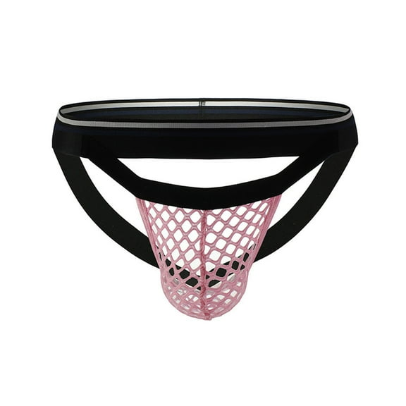 EOYWHK Cotton Underwear for Men Breathable Mesh T String Thongs Hollow Out Tight Underwear
