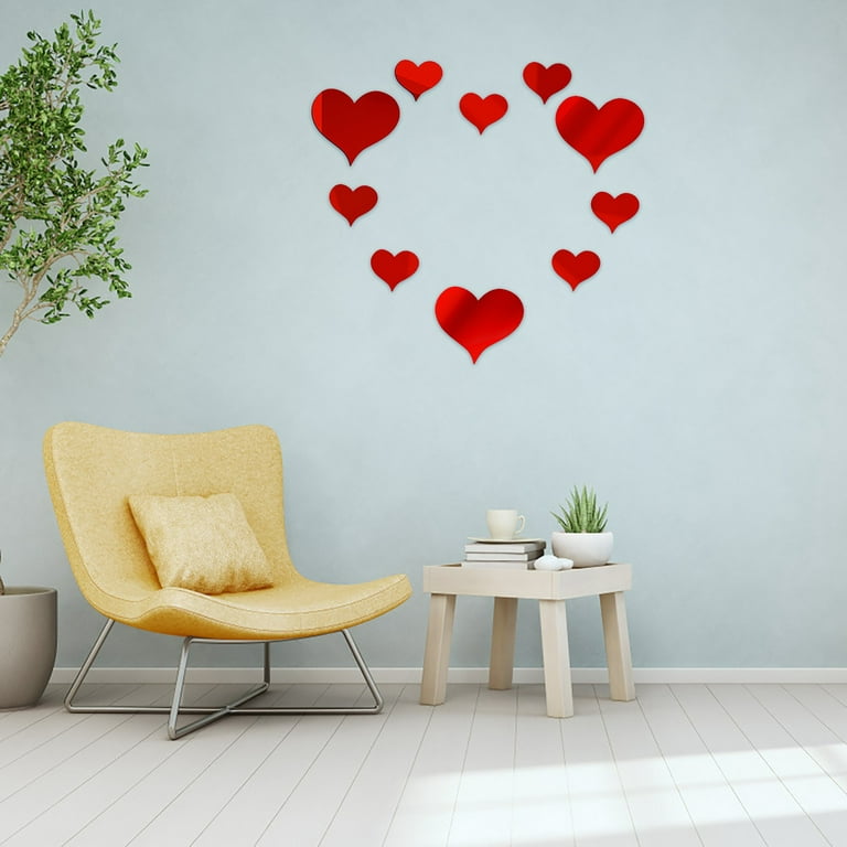 WOXINDA Stickers Decal Room Heart Decor Art Wall Wall Home Kids 3D Mirrors  Love 10pcs Wall Sticker 