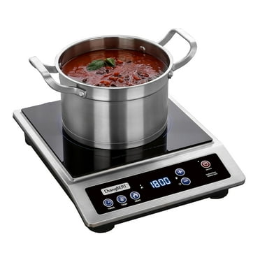 ChangBERT Induction Cooktop, Commercial Grade Portable Cooker, Large 8" Heating Coil, 18/10 Stainless Steel Countertop Burner with NSF Certified, 10 Hours Timer