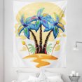 thumbnail image 1 of Tropical Tapestry, Colorful Cartoon Tropical Island Hawaiian Torch Seagulls Sunset Summer Theme, Fabric Wall Hanging Decor for Bedroom Living Room Dorm, 5 Sizes, Blue Orange, by Ambesonne, 1 of 1
