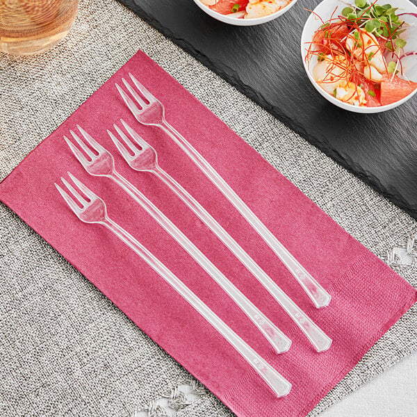 Visions 6 Clear Plastic Tasting Fork - 400/Box