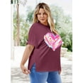 thumbnail image 5 of XCHQRTI Womens Oversized Love Shirt Half Sleeve Summer Tee Graphic Valentine's Day Plus Tops, 5 of 7