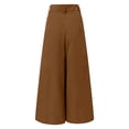thumbnail image 5 of Lixiuxyad Stretchy Work Dress Pants For Women Palazzo Pants Summer Printed Cropped Cotton Linen Comfy Baggy Trousers With Pockets Elegant Party High Waist Wide Leg Trousers Flared Pants Brown, 5 of 5