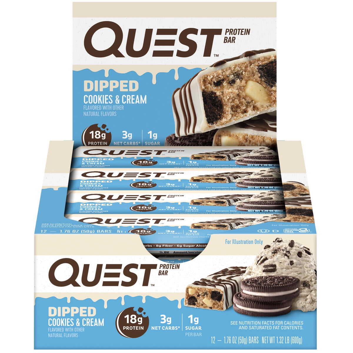 Buy Quest Protein Bars, Low Sugar, High Protein, Dipped Cookies and